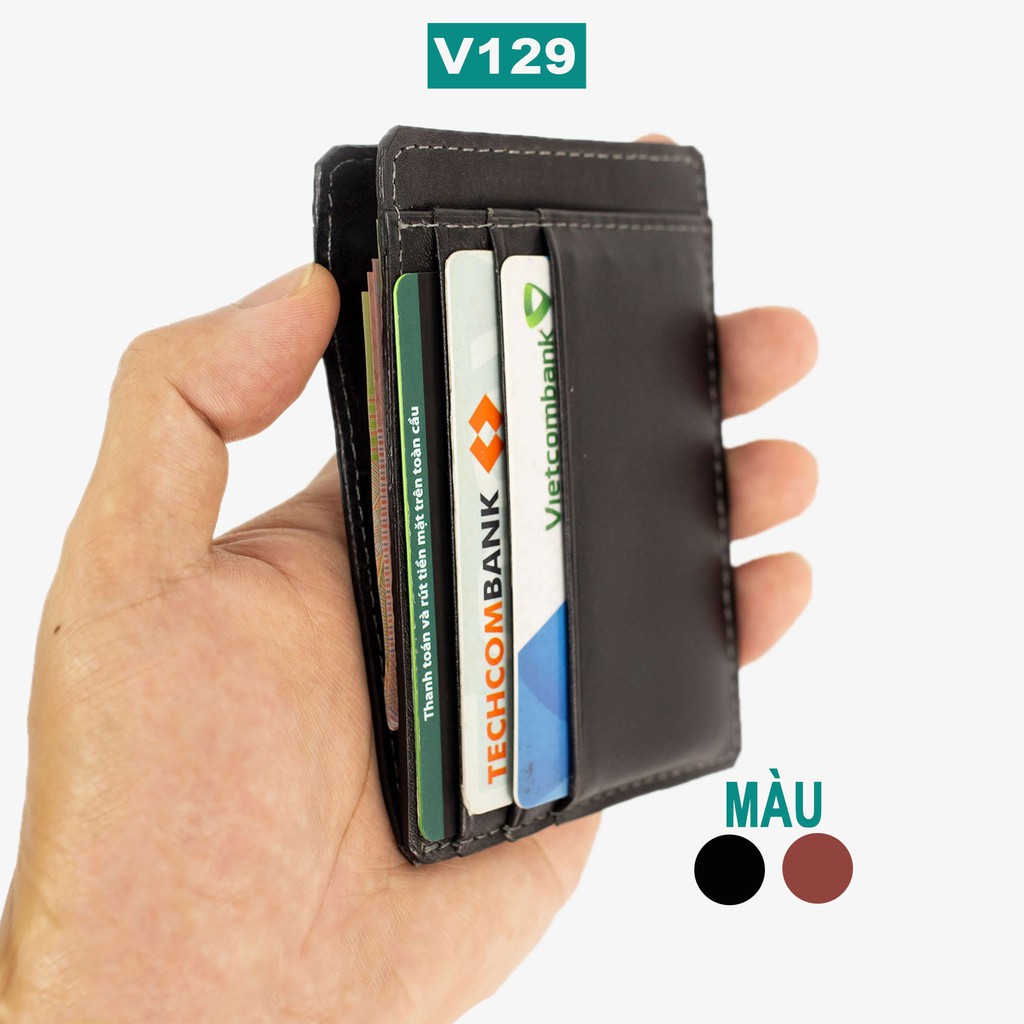 Ví đựng thẻ da bò V129, card holder da thật, nhỏ gọn, tiện lợi, fullbox, chuyên đồ da thật, bảo hành 12 tháng