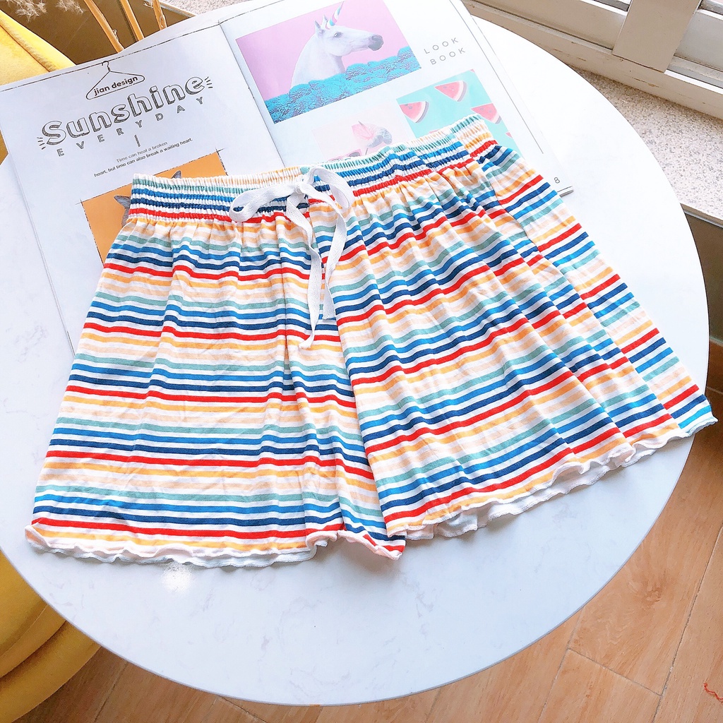 Quần short thun xòe nhiều hoạ tiết cạp chun , Quần ngủ thái lan vải cotton mịn mát co giãn 4 chiều  QK0412 | BigBuy360 - bigbuy360.vn