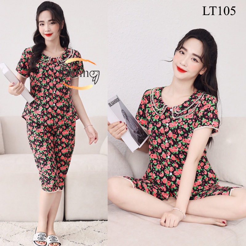 [BUNNYSKY] Đồ bộ mặc nhà hoa nhí lửng siêu đẹp, quần áo nữ sau sinh