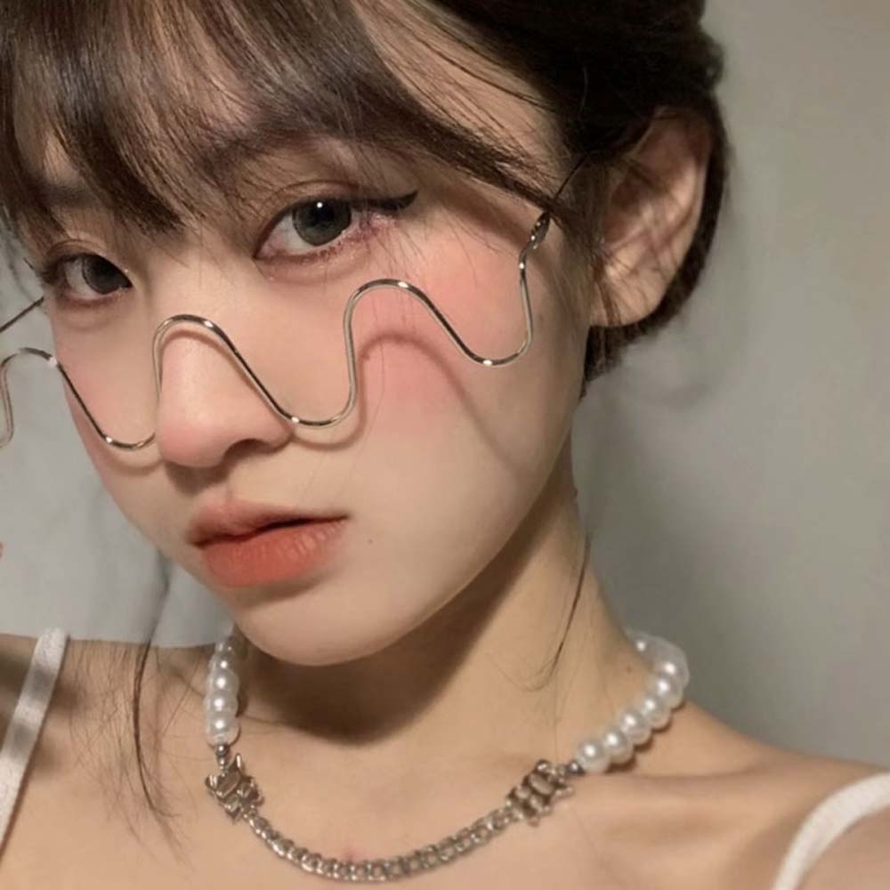 Gọng kính dạng gợn sóng không tròng kiểu dáng cổ điển thời trang cho nữ