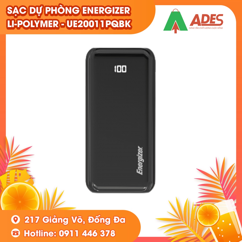 [Mã 154ELSALE2 giảm 7% đơn 300K] Sạc dự phòng Energizer UE20011PQ 20.000 mAh/3.7V Li-Polymer - Bảo Hành Chính Hãng