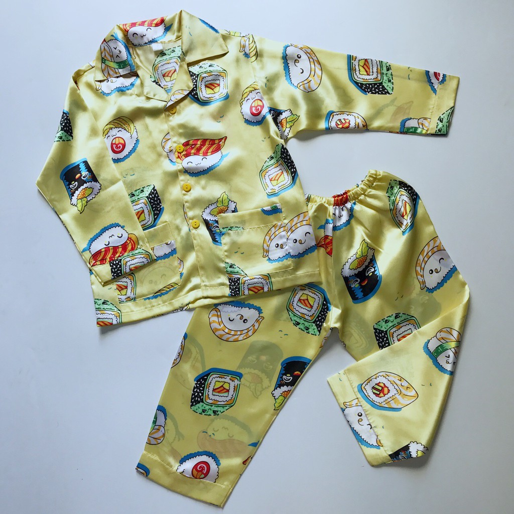 Pijama dài cho bé vải Phi bóng size 10-40kg - Sushi ngộ nghĩnh