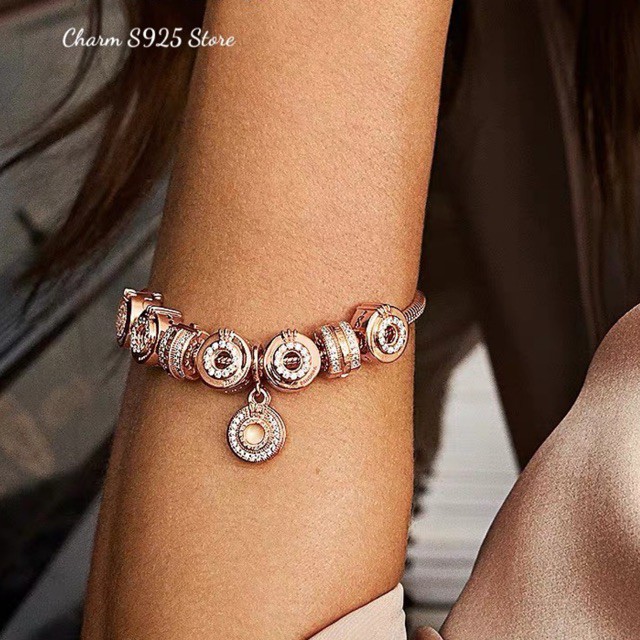 VÒNG TAY PAN ALE VƯƠNG MIỆN VÀNG HỒNG ĐÍNH ĐÁ HÀNG CAO CẤP