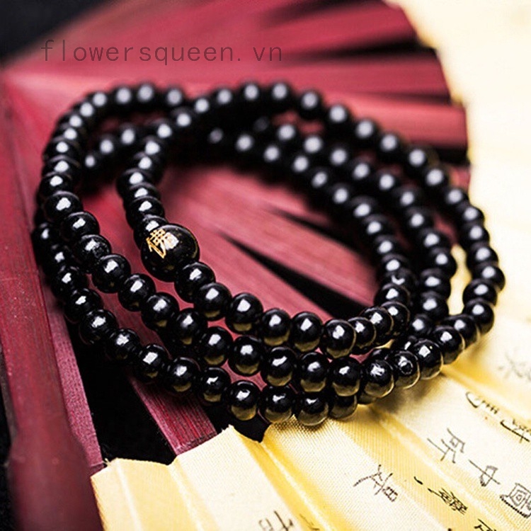 flowersqueen Vòng tay chuỗi 108 hạt đường kính 6mm sang trọng tiện dụng niệm Phật