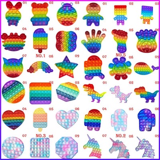 Đồ chơi đẩy bong bóng màu cầu vồng thư giãn giảm căng thẳng cho người lớn