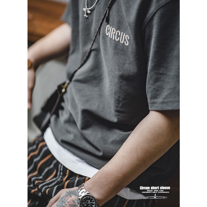 MADEN Áo thun  tay ngắn thêu chữ hình hổ phong cách hip hop thời trang mùa hè cho nam 2022 330g