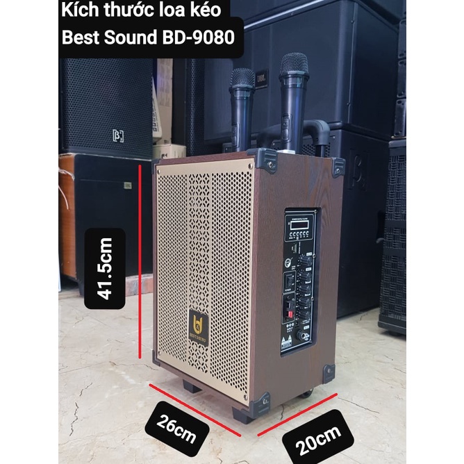 Loa kéo Karaoke Bluetooth Best Sound BD-9080: Bass 20, Có 2 Micro không dây đi kèm