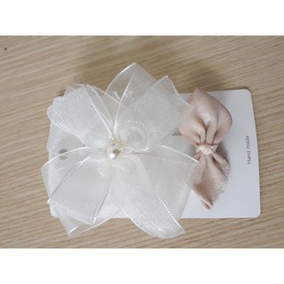 set cặp nơ voan nhũ kèm kẹp nơ lụa hàn