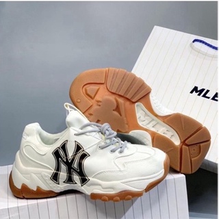 Giày Sneaker MLB NY đẹp đế nâu chuẩn bản Trung 1:1, Giày thể thao nam nữ ulzzang đi học cổ thấp đế cao 5cm N3 full box