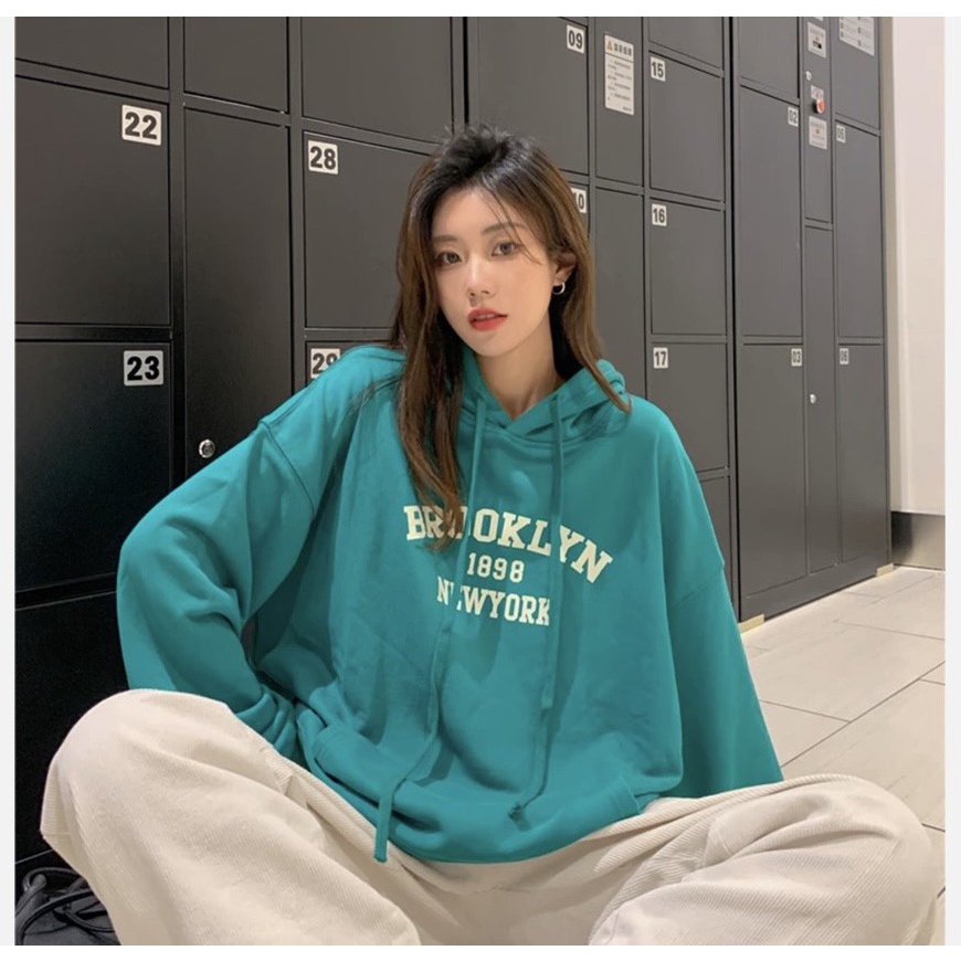 Áo Hoodie Nỉ Brooklyn 1898 Chất Nỉ Công Ty Form Rộng, Mũ 2 Lớp SIÊU HOT