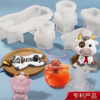 Khuôn pudding/thạch/tàu hũ/socola silicone bò sữa 3D