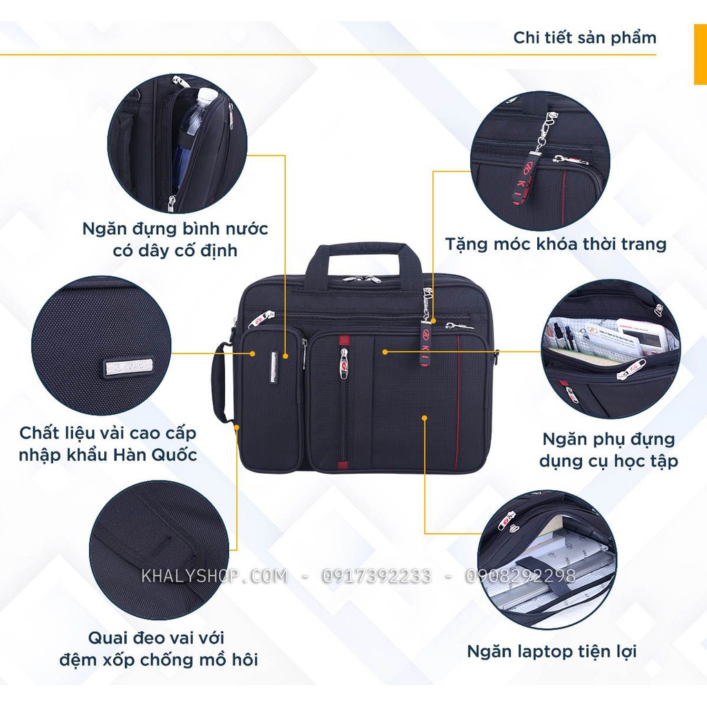 Balo , cặp đa năng học sinh cấp 2,3 thương hiệu Kim Long 035 màu đen - 720NBLKL035 ( 40x16x30cm ) | BigBuy360 - bigbuy360.vn