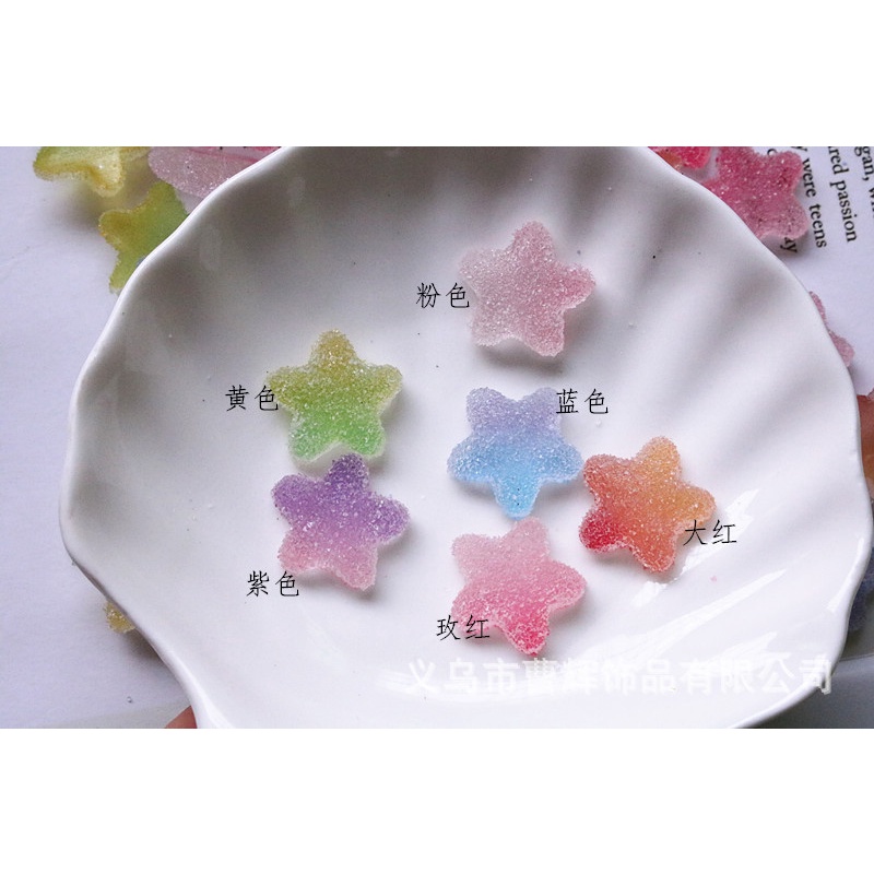 Charm hình viên kẹo dẻo trái tim và ngôi sao, stiker viên kẹo trang trí kẹp tóc, ốp điện thoại, phu kiện làm đồ handmade