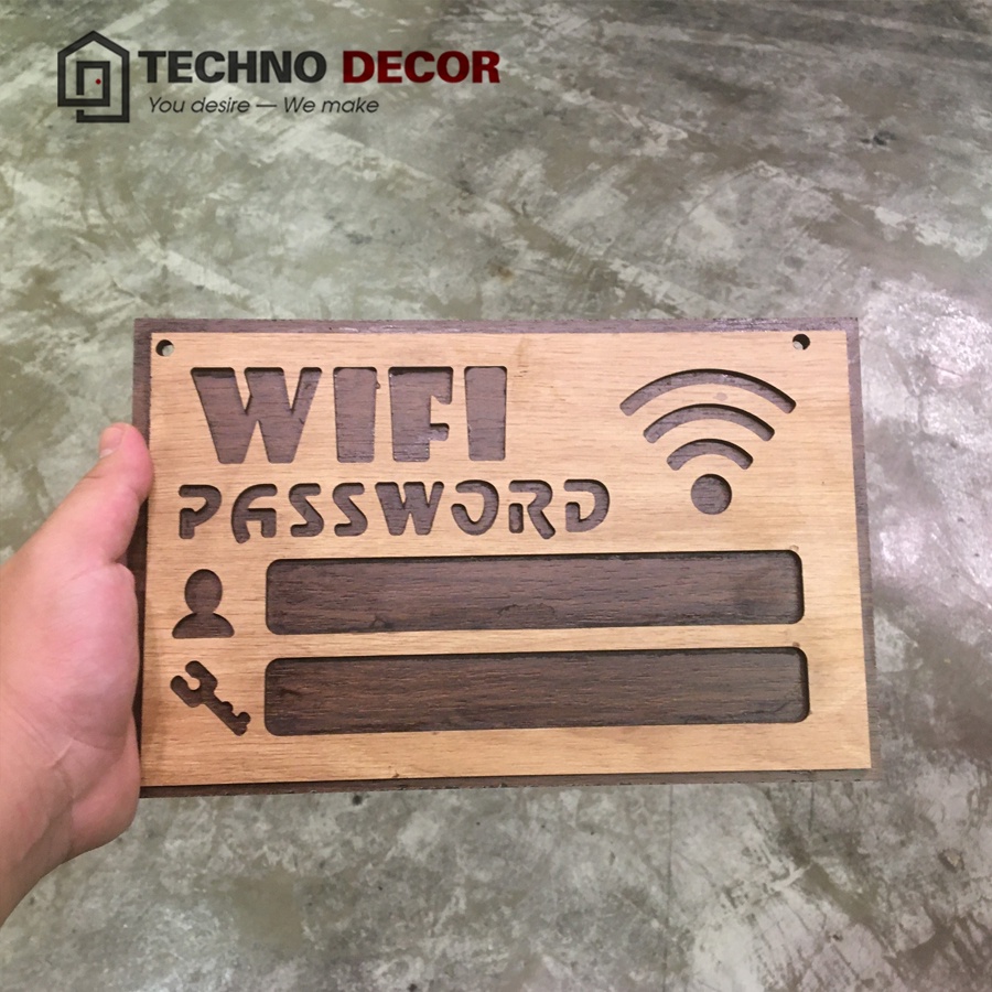 Bảng Gỗ Chỉ Dẫn Wifi Treo Tường Chống Mối Mọt TechnoDecor BG0010 Dán Lên Tường Cửa Nhà Hàng Văn Phòng Cửa Hàng