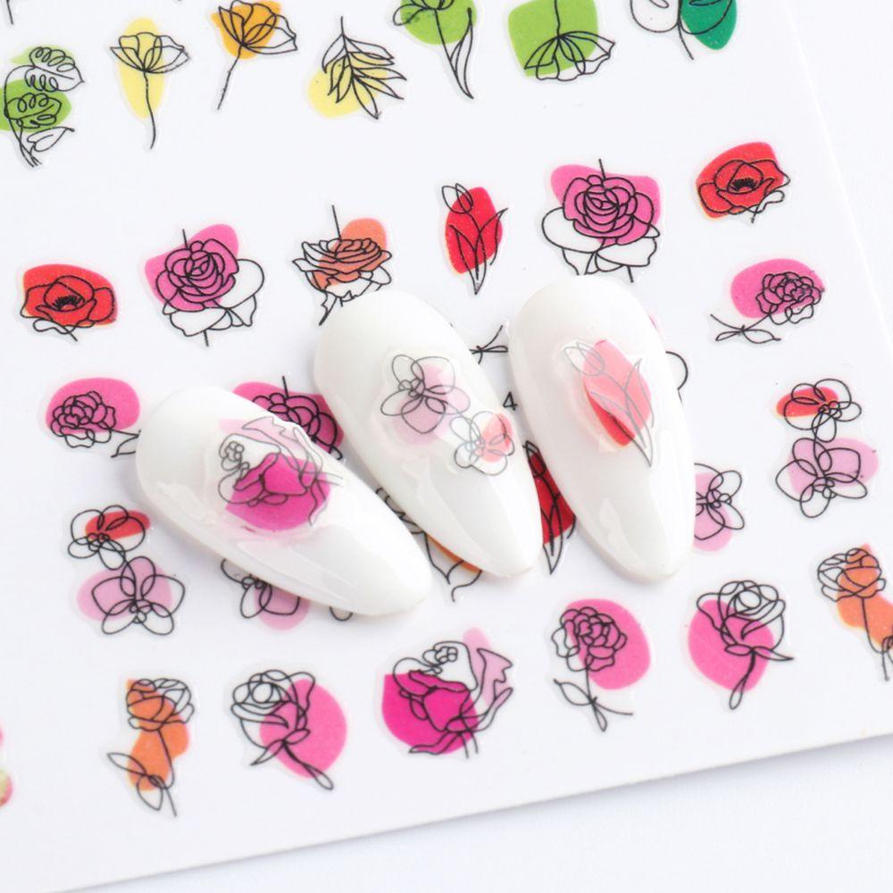 Miếng Dán Trang Trí Móng Tay In Hoa Lá Xinh Xắn