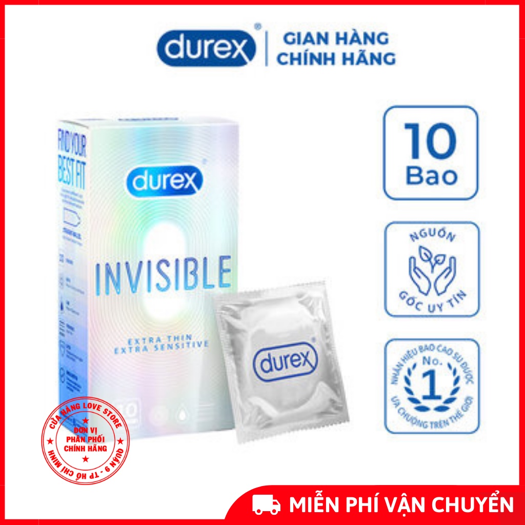 Bao Cao Su SIÊU MỎNG Durex Invisible 10 cái