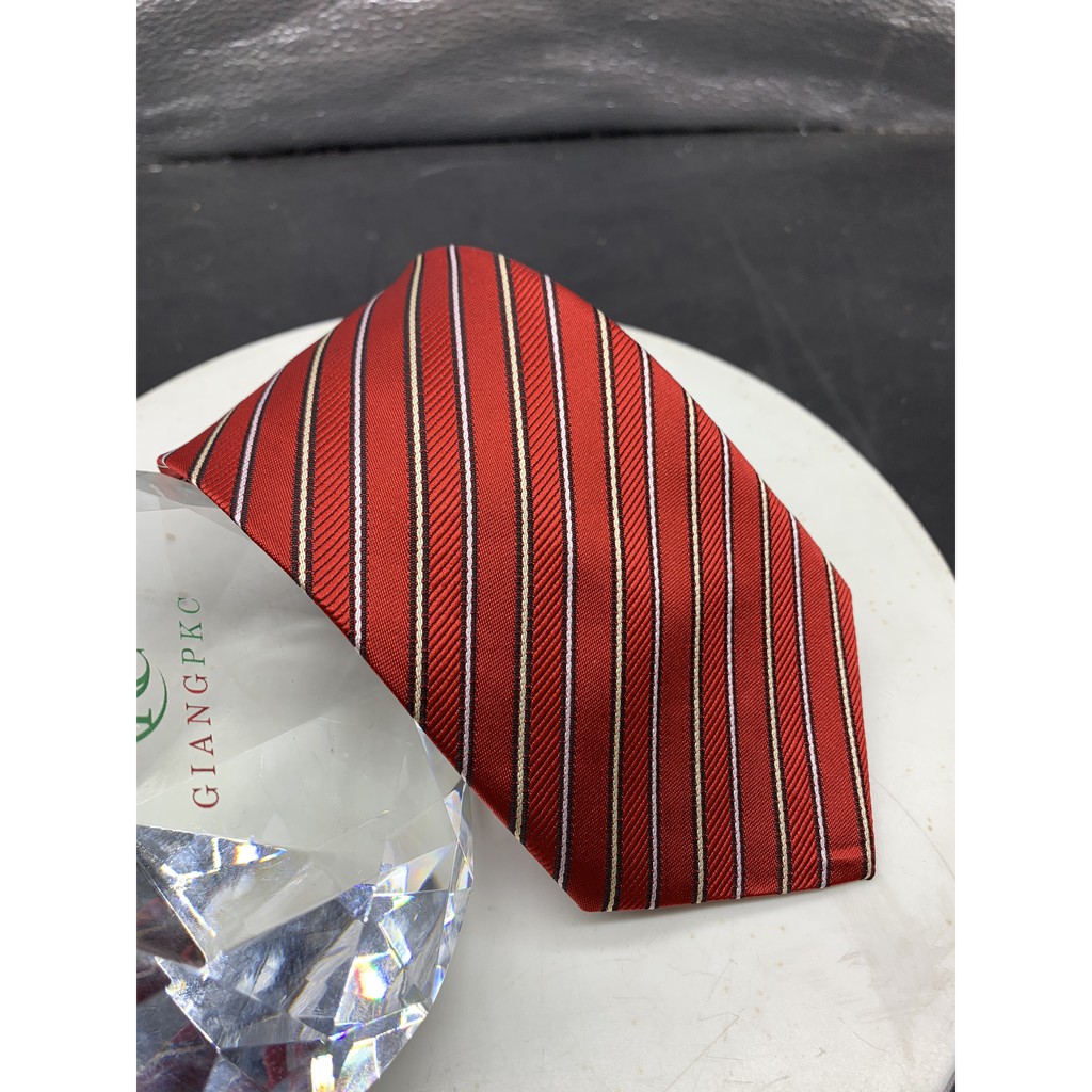Phụ kiện nam cà vạt nam bản 8cm Giangpkc tháng 5-2021-Cà vạt đỏ sọc chéo trắng
