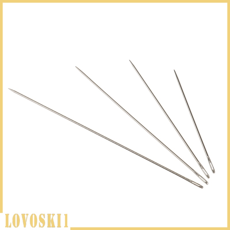 [LOVOSKI1]4 Assorted Sizes Long Hand Sewing Needles for Embroidery Mending Craft Case