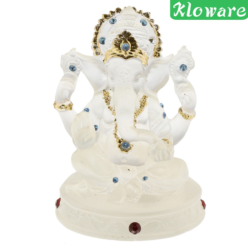 Tượng Thần Voi Ganesh Hindu Trong Suốt Bằng Nhựa Resin
