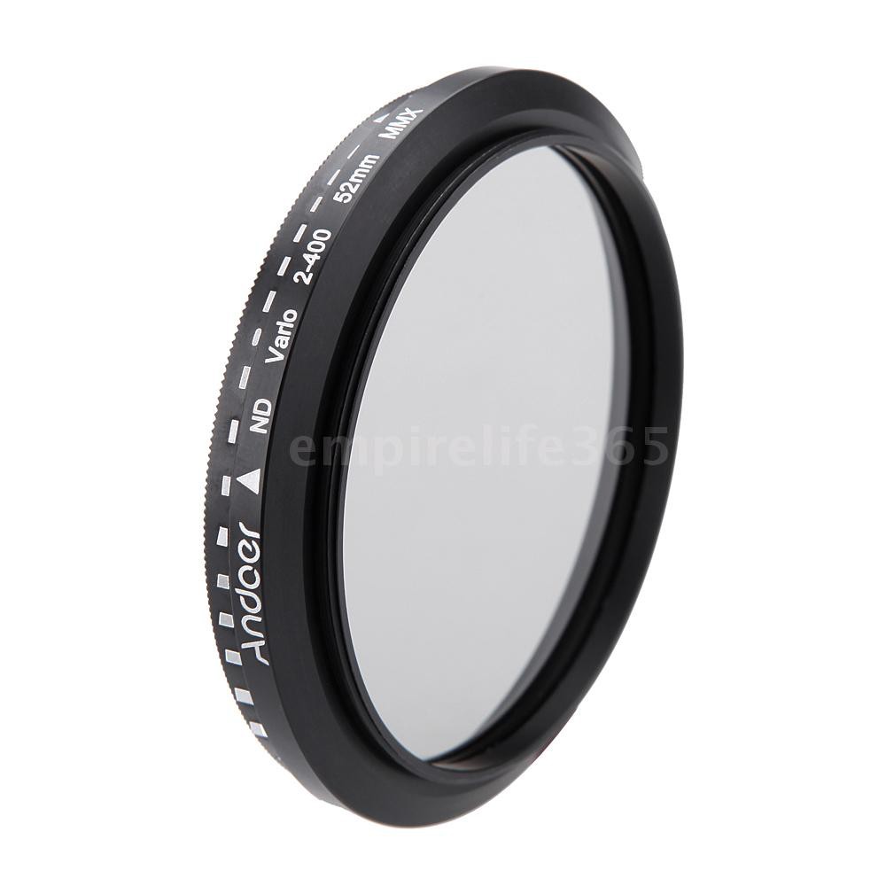 Kính lọc trung tính có thể điều chỉnh Andoer 52mm ND2 sang ND400 cho máy ảnh Canon Nikon DSLR