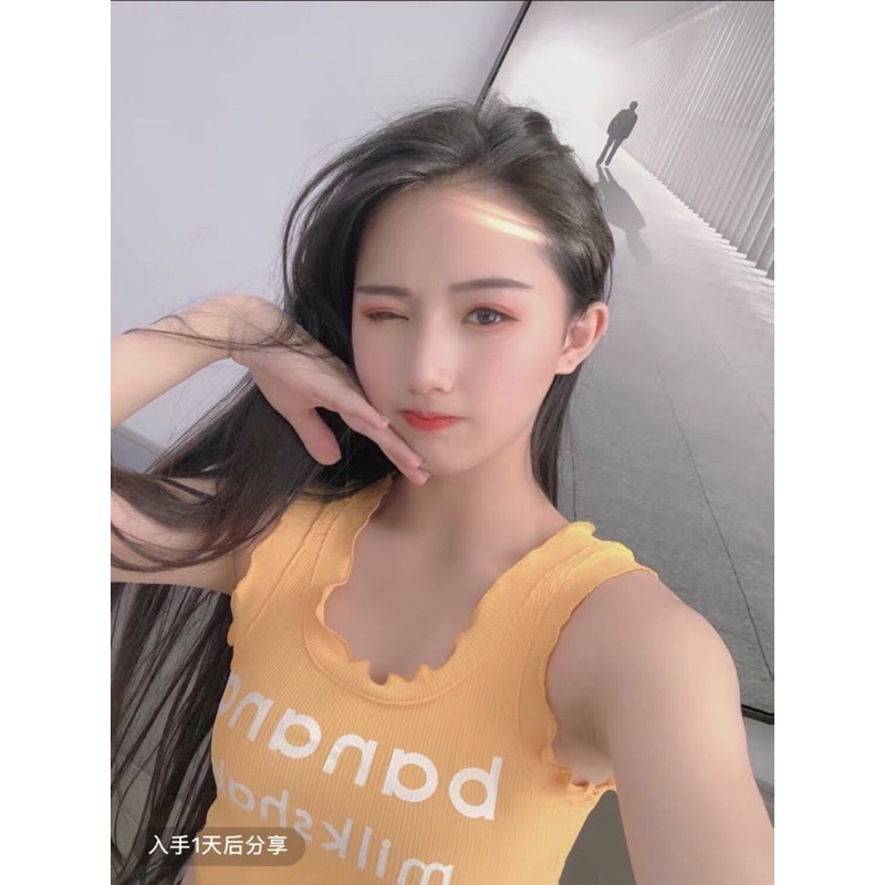 áo croptop balo in chữ banana thời trang