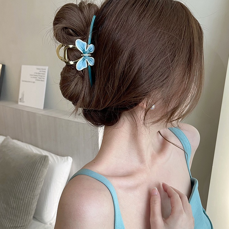 Kẹp gắp tóc IF ME bằng kim loại màu trơn hình bướm thời trang cho nữ