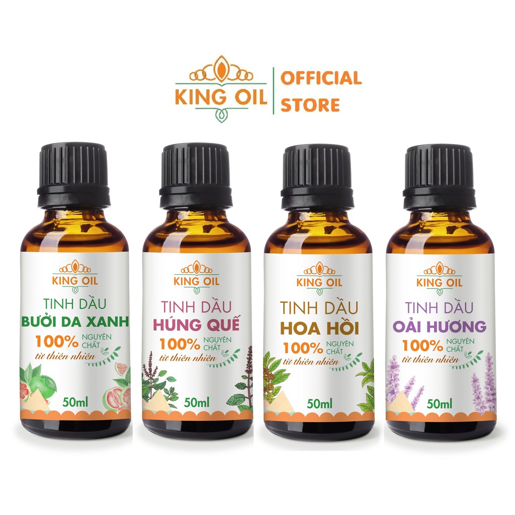 Tinh dầu thiên nhiên 50ml Sả Chanh/ Bạc Hà/ Quế/ Lavender/ Bưởi/ Cam/ hoa Lài/ Quýt/ tràm trà/ tràm huế/ Gừng/ hoa Hồng