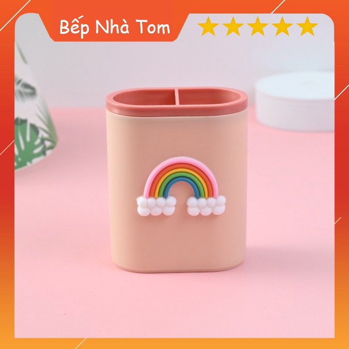 Ống Cắm Bút 2 Ngăn In Hoạ Tiết Cute