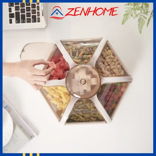 Khay đựng bánh kẹo hộp đựng mứt tết hình cánh sen 6 cánh tự bung cao cấp mẫu mới nhất