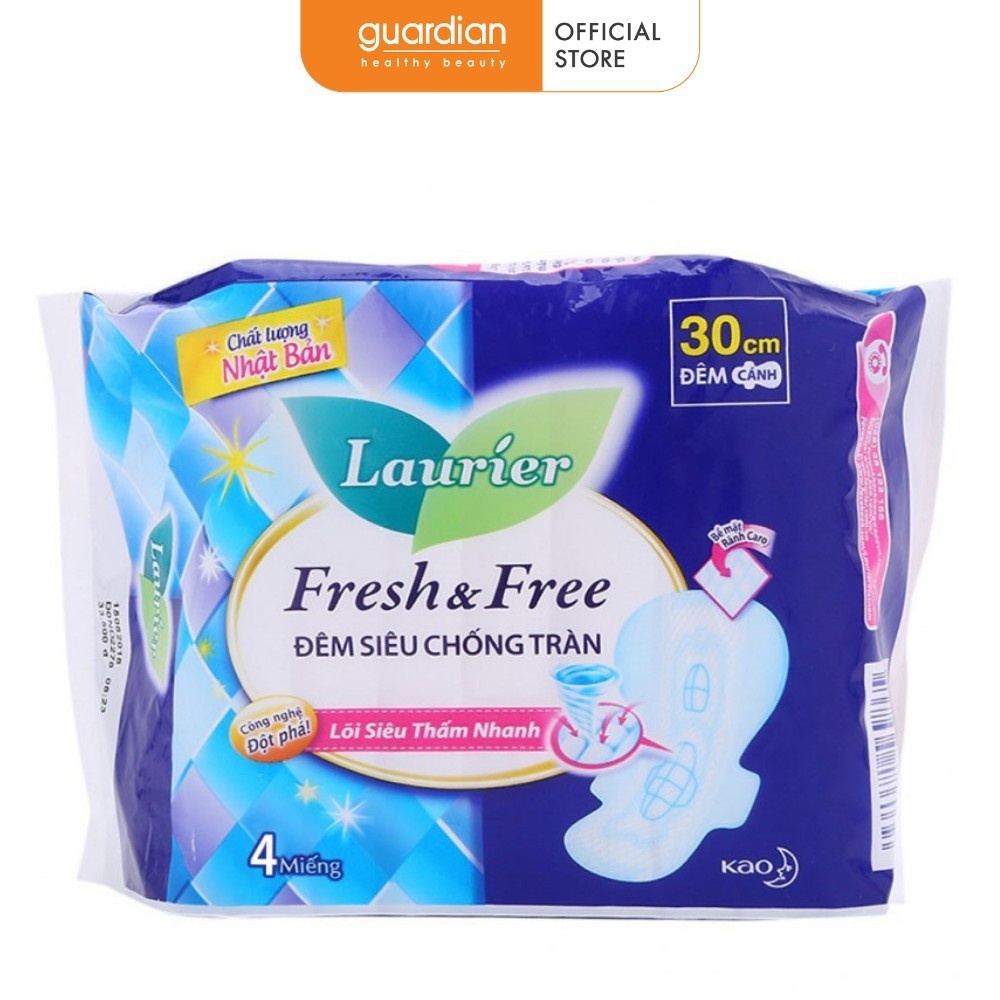 Băng vệ sinh Laurier Fresh & Free Đêm Siêu Chống Tràn 30cm 4M