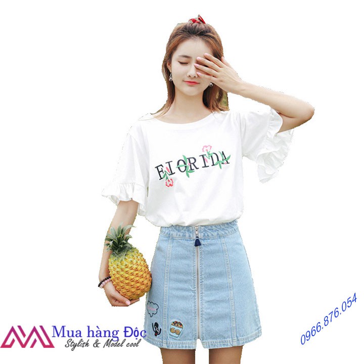 Áo Thun 👕👕👕  Áo công sở thêu hoa văn mẫu xù tay