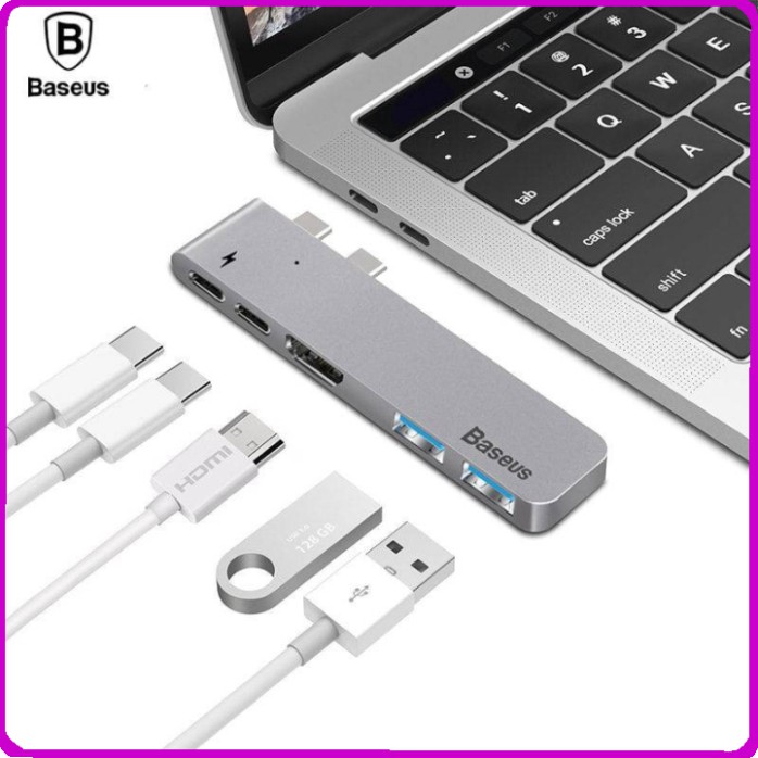 Sản phẩm Bộ Hub chuyển đổi 5 trong 1 dành cho Macbook Pro nhãn hiệu Baseus CAHUB-B0G ..