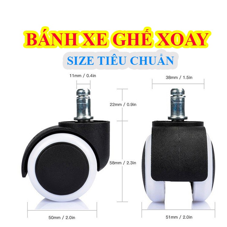 Bánh xe ghế xoay (1 bánh)- Phù hợp với tất cả các loại ghế