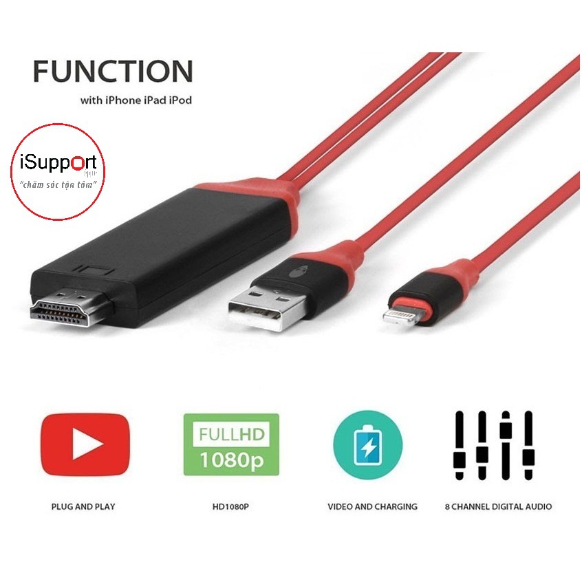 (giá rẻ bất ngờ) (HÀNG MỚI) CÁP KẾT NỐI HDMI TỪ IPHONE/IPAD LÊN TIVI FULL HD