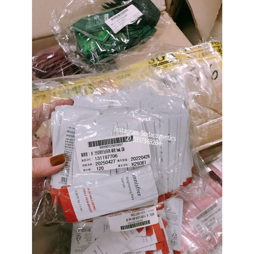 Sample Tinh chất dưỡng trắng se khít lỗ chân lông Innisfree Brightening Pore Serum Hallabong