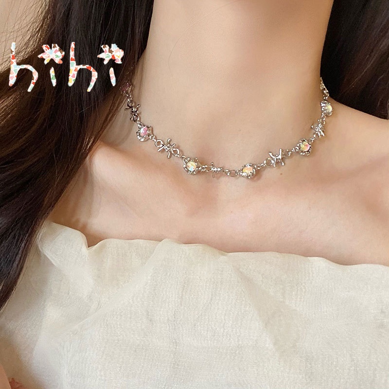 Vòng cổ Mặt Đá Mặt Trăng Hợp Kim Thời Trang Cho Nữ