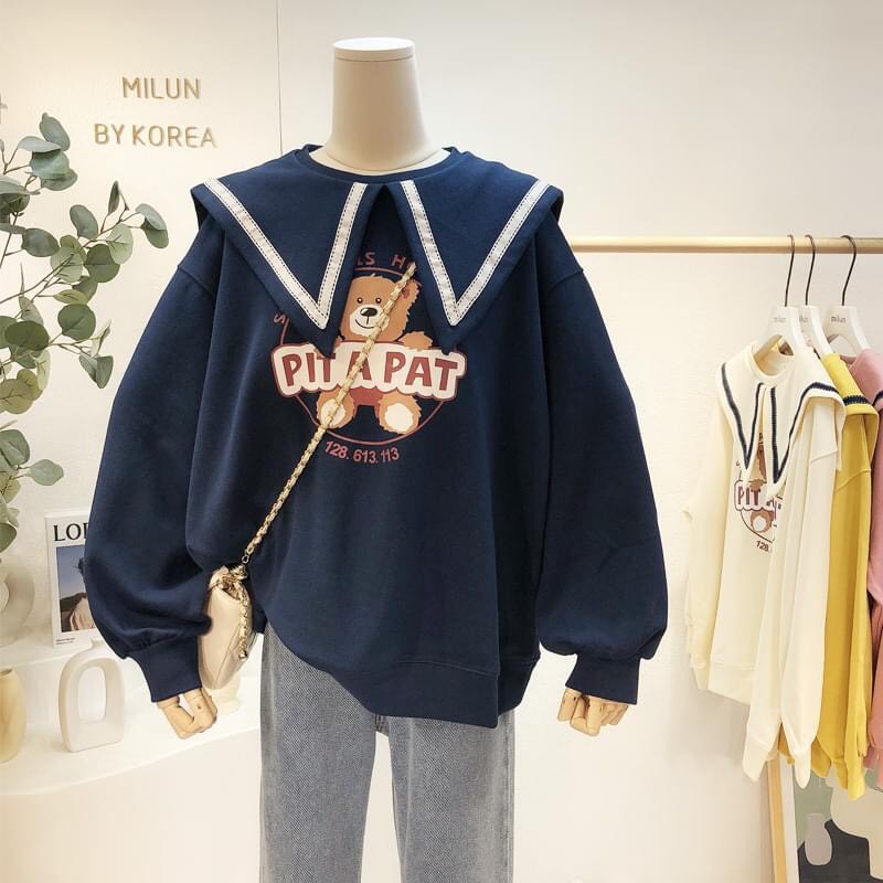 Áo Nữ, Áo Nỉ Nữ Cổ Thủy Thủ PITAPAT 3 Màu Siêu Xinh | BigBuy360 - bigbuy360.vn