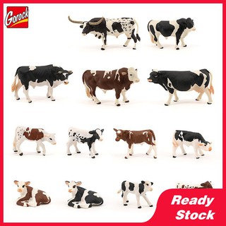 Gorock Mô phỏng mô hình động vật hoang dã Bò sữa Bò rắn Trang trại tĩnh Động vật Đồ chơi nhận thức cho trẻ em Đồ trang trí Quà tặng sinh nhật