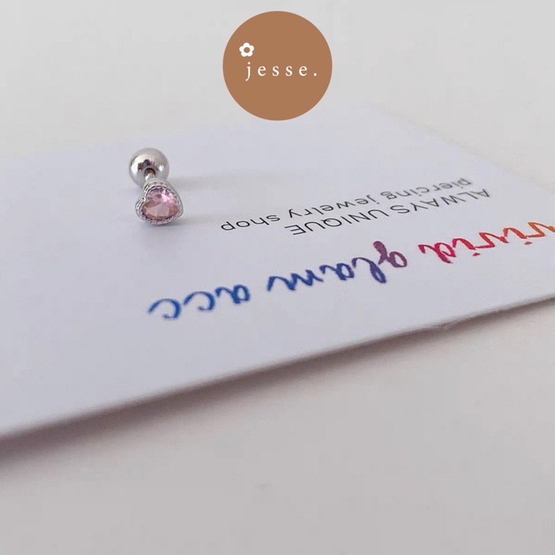 Khuyên tai tim nhiều màu không gỉ T6 jesse store