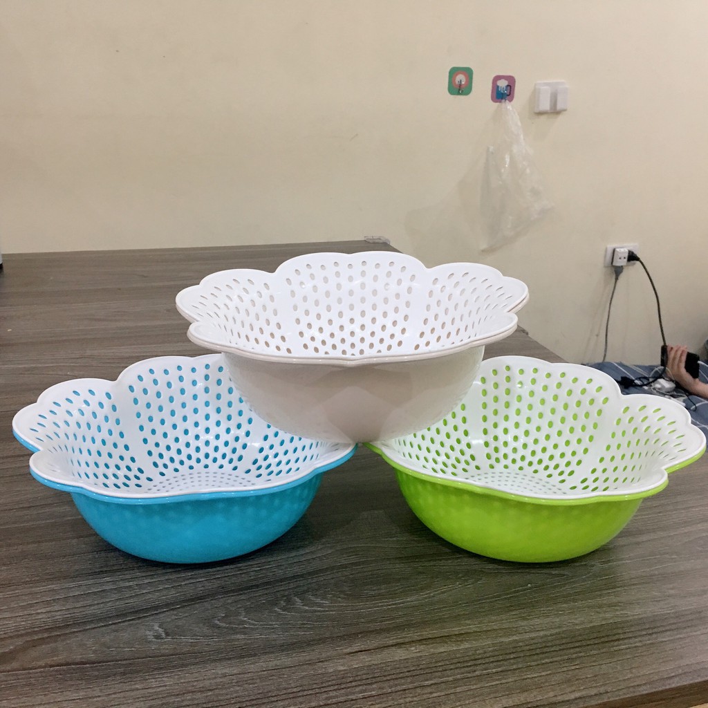 Rổ Nhựa Hoa Mai 24x9cm Không Phai Màu, Ráo Nước Nhanh Chóng