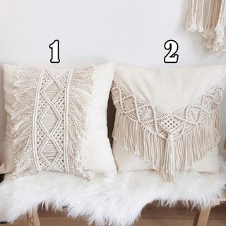 set 2 áo gối vỏ gối vuông macrame pillow case