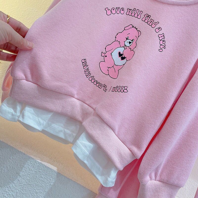 [Babycat] Hàng Có Sẵn Áo Sweater Giả Hai Mảnh Phong Cách Nhật Bản Hàn Quốc Nhật Bản Mùa Xuân Thu Giản Dị Dành Cho Bé Gái