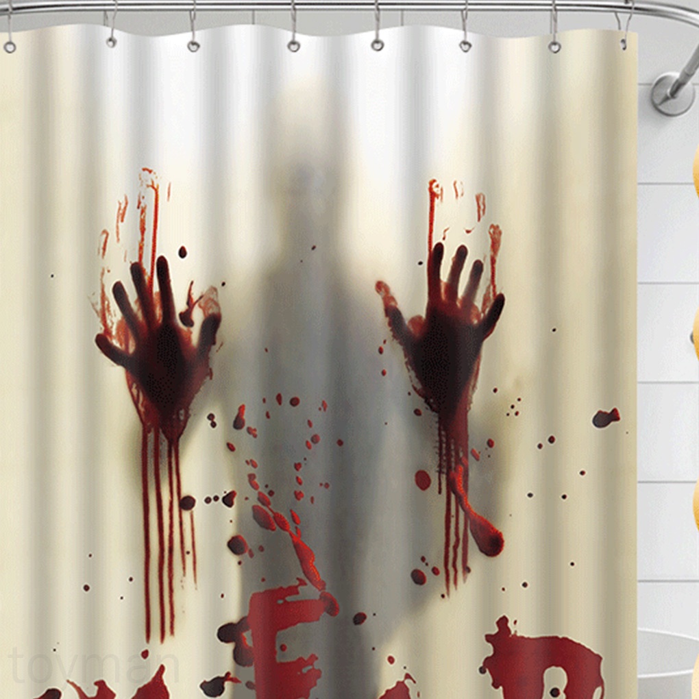 Halloween Themed Shower Curtain Bathroom Shower Bathing Bloody Drape Holiday Scary Decoration toyman