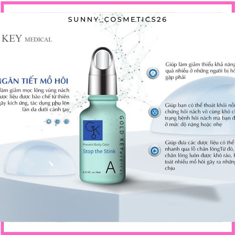 Tinh chất khử mùi hôi nách ngăn mùi cơ thể GOLD KEY STOP THE STINK 10ml