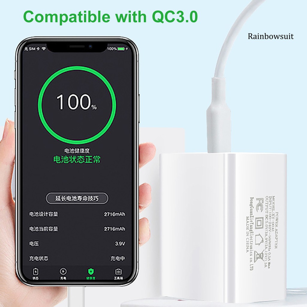 Cốc Sạc Nhanh Rb-18W Qc3.0 Phích Cắm Eu / Us Cho Iphone 12