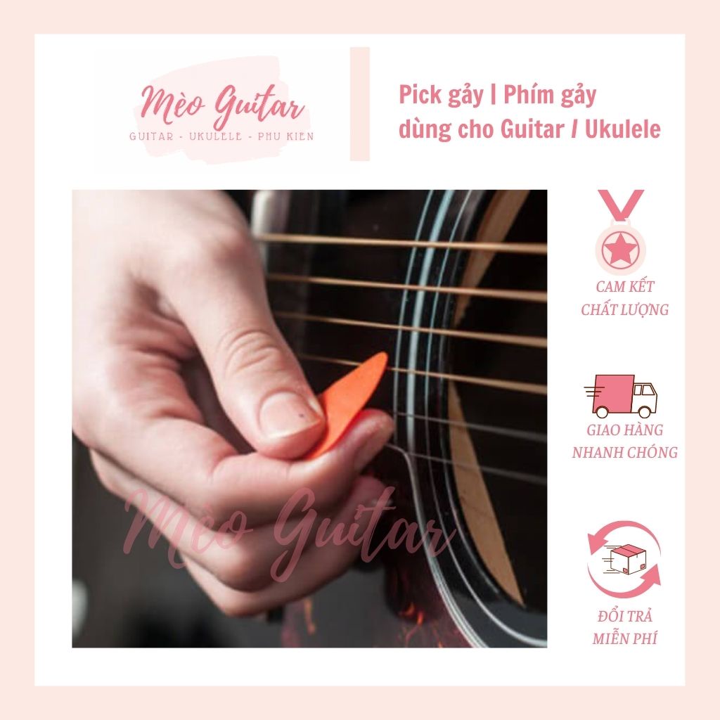 Pick gảy đàn Guitar, Ukulele và đàn các loại các cỡ nhiều màu chất lượng Mèo Guitar | Phím gảy đàn | Miếng gảy đàn