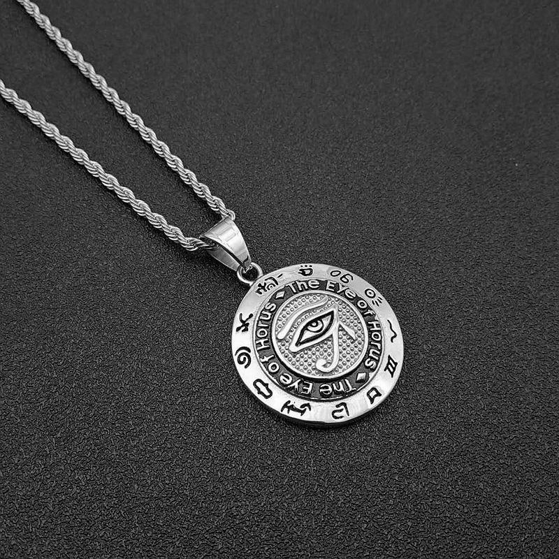 Mặt dây chuyền bằng thép không gỉ của nam giới Vòng cổ Bùa thần Horus Ai Cập cổ đại