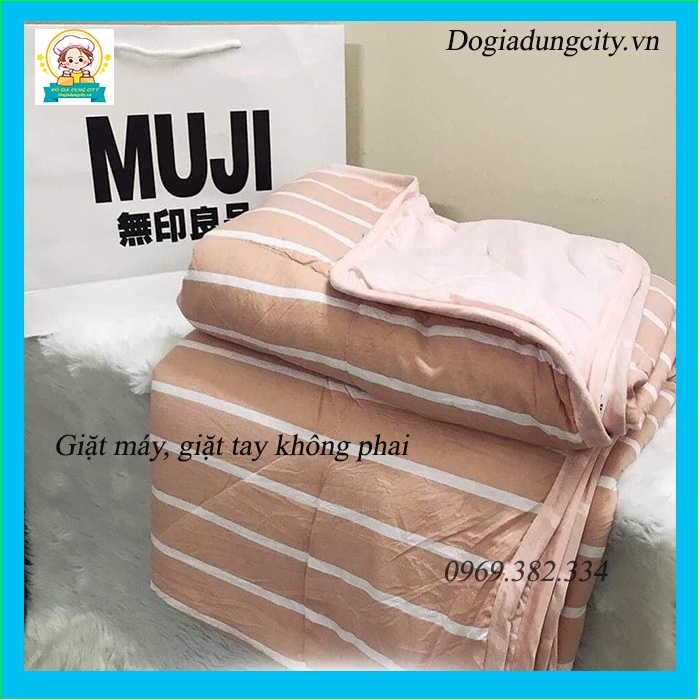 Chăn Hè Thu Cotton Đũi Kẻ Muji Nhật Bản