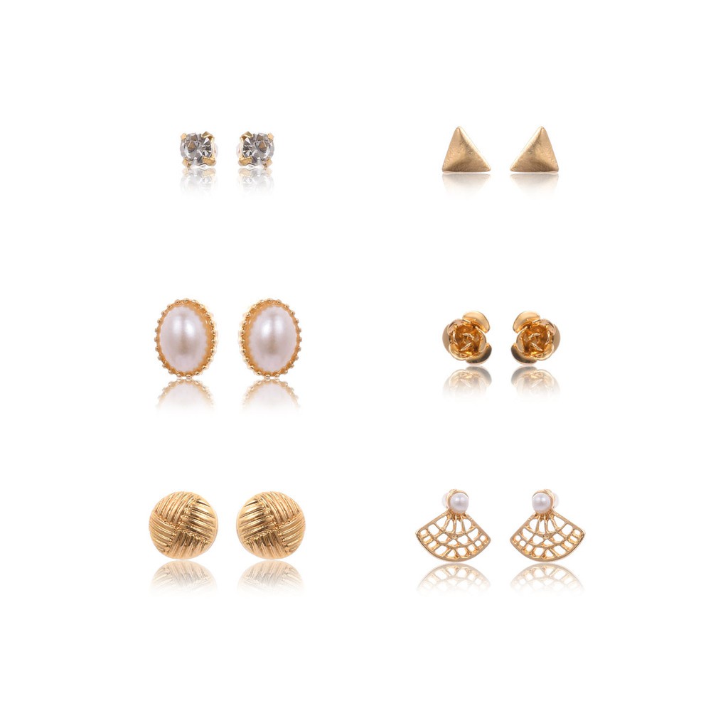 (024) Bộ Set 6 Khuyên Tai Sang Trọng Lôi Cuốn Dành Cho Nữ