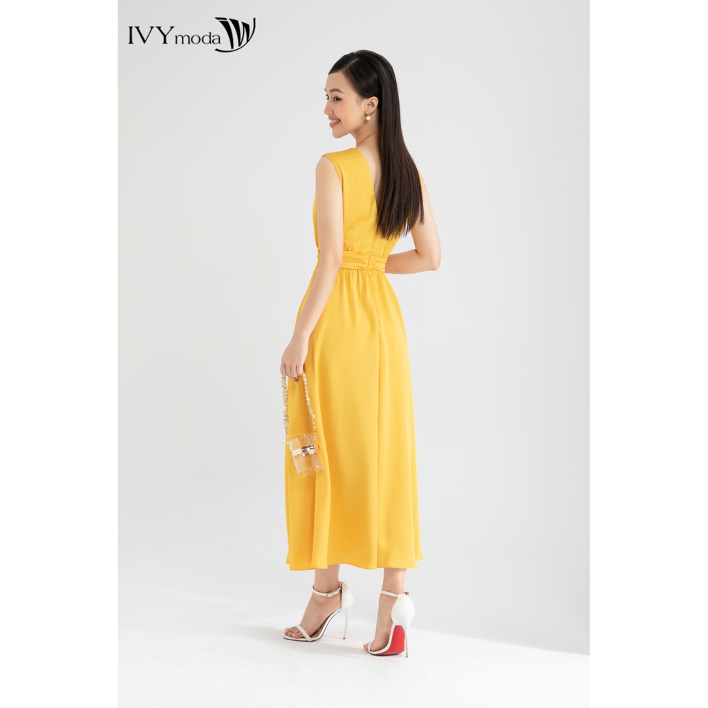 [Mã FAMALLT5 giảm 15% đơn 150k] Đầm maxi eo xếp nếp thiết kế IVY moda MS 41M6449